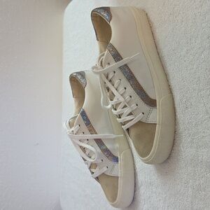 Madewell Sidwalk Low Top Iredesent Clean Leather Suede Ladies 8.5 Chic Vguc Fire